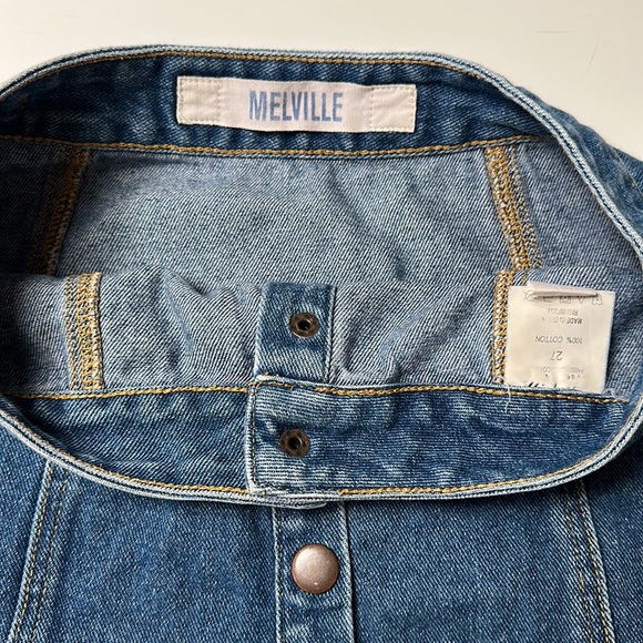 Brandy Melville Blue Denim Mini Skirt with Brass Snaps
(Size 27) - Picture 2 of 4